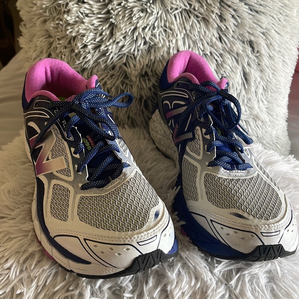 New Balance, 11.5, white/blue/purple